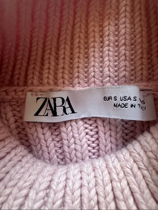 Zara Sleeveless Knit Sweater Womens Light Pink Size S High Neck - Picture 4 of 5